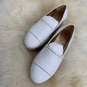 White Leather Platform Espadrille
